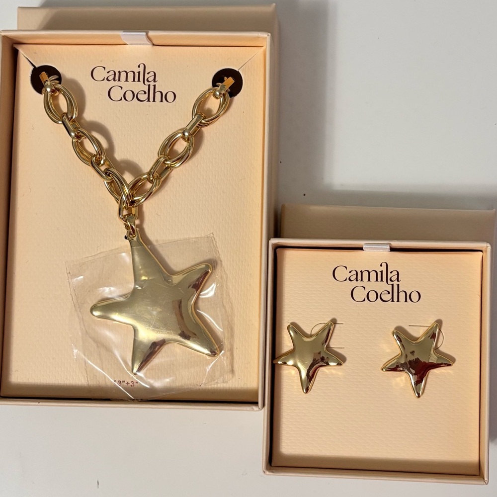 Camila Coelho Gold Star Jewelry Necklace and Earrings Set